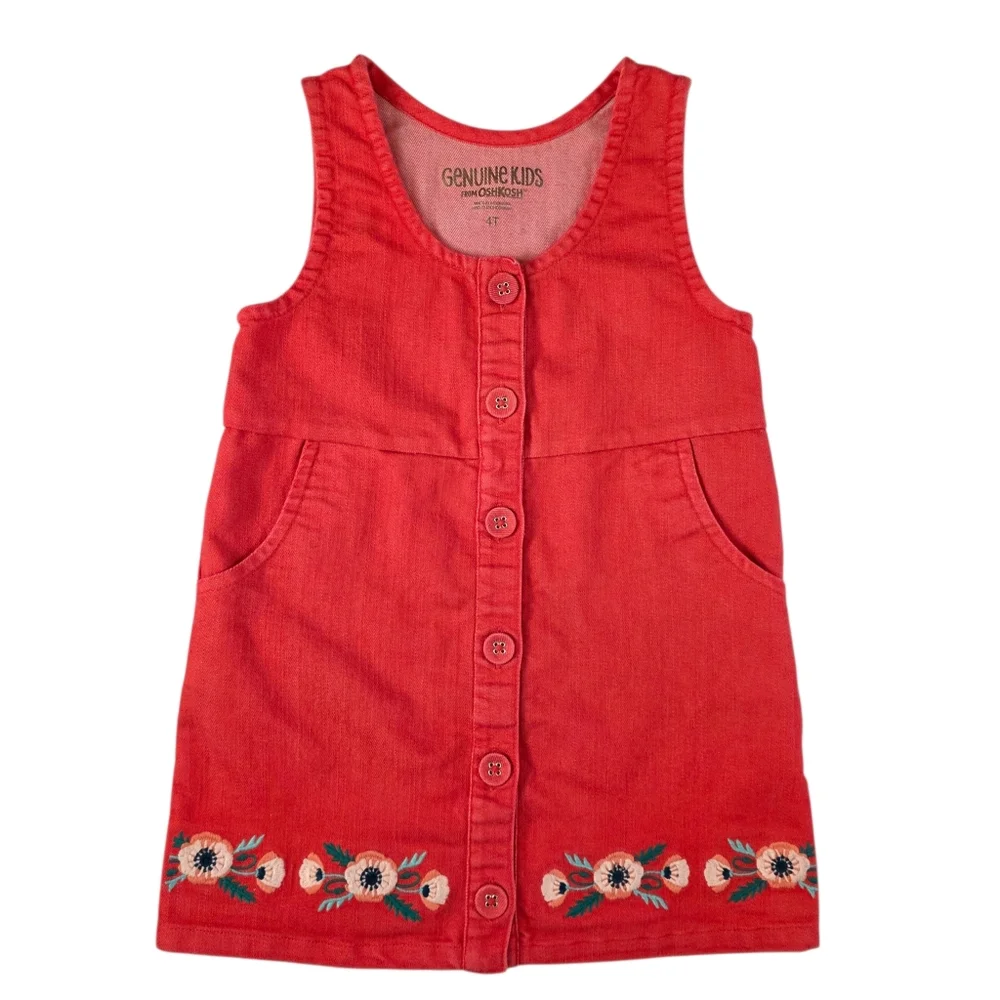 Girls 4T 4pc Spring Summer Dress Bundle Floral Gingham Cottagecore Embroidered - Picture 13 of 15